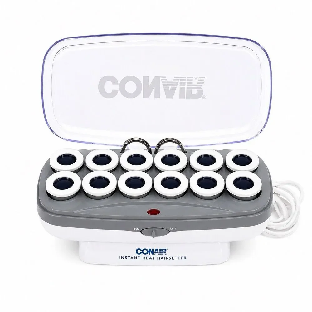 Vtg Conair Instant Heat HairSetter 12 Jumbo 2” Hot Rollers/Clips/ Tested Works